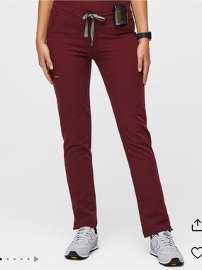 FIGS Yola Slim Scrub Pant – Burgundy